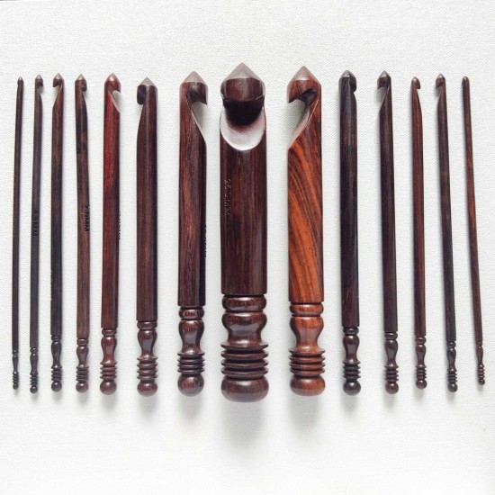 Wooden 15 Crochet Hook set Premium Wood Wooden 15 Crochet Hook set Premium Wood