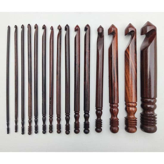 Wooden 15 Crochet Hook set Premium Wood Wooden 15 Crochet Hook set Premium Wood