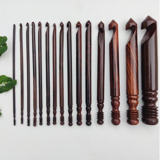 Wooden 15 Crochet Hook set Premium Wood Wooden 15 Crochet Hook set Premium Wood