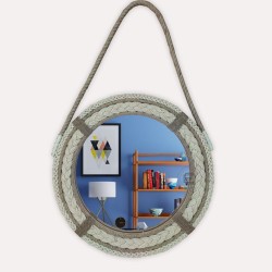 Handmade Ponytail Jute Rope Wall Mirror