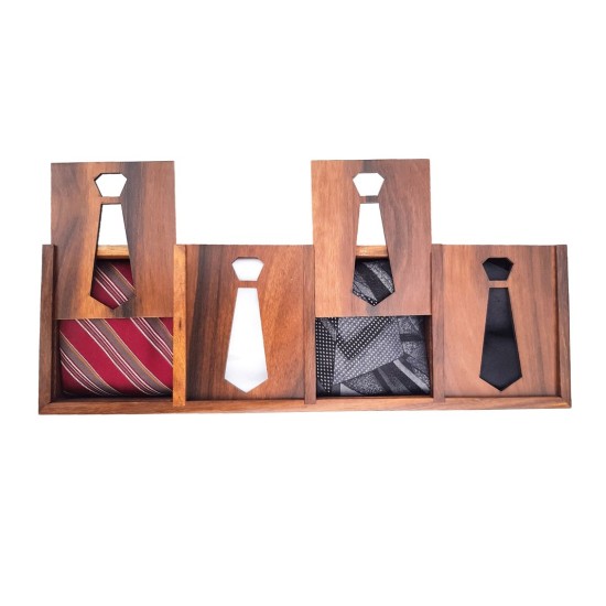 Wood Neck Tie Storage Display Box