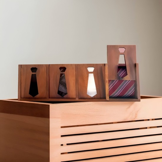 Wood Neck Tie Storage Display Box