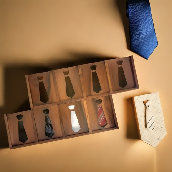 Wood Neck Tie Storage Display Box